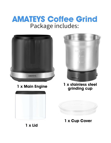 Molino de Café Eléctrico Amateys 250W Acero Inoxidable 75g