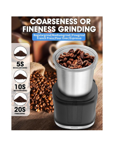 Molino de Café Eléctrico Amateys 250W Acero Inoxidable 75g