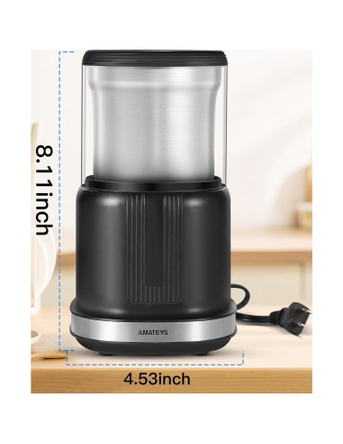 Molino de Café Eléctrico Amateys 250W Acero Inoxidable 75g