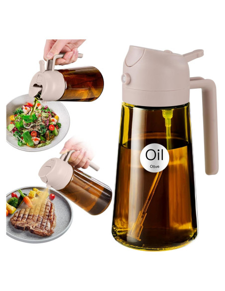 YARRAMATE Pulverizador de Aceite 16oz Vidrio Borosilicato Rosa