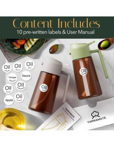 YARRAMATE Pulverizador de Aceite 16oz Vidrio Borosilicato Rosa