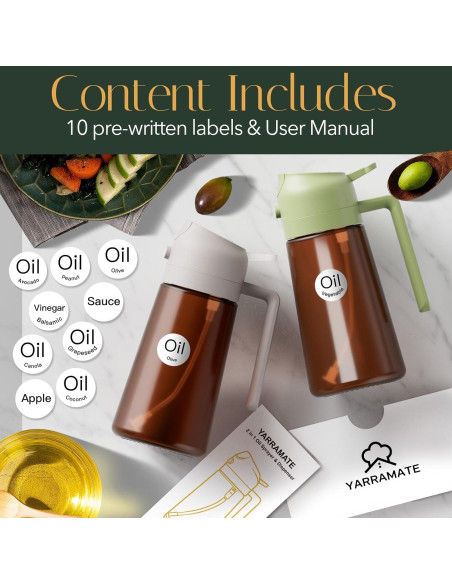 YARRAMATE Pulverizador de Aceite 16oz Vidrio Borosilicato Rosa