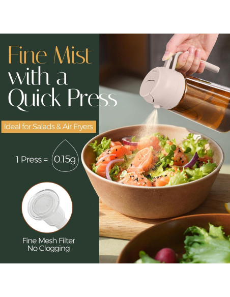 YARRAMATE Pulverizador de Aceite 16oz Vidrio Borosilicato Rosa