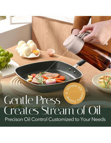 YARRAMATE Pulverizador de Aceite 16oz Vidrio Borosilicato Rosa