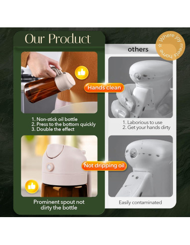 YARRAMATE Pulverizador de Aceite 16oz Vidrio Borosilicato Rosa