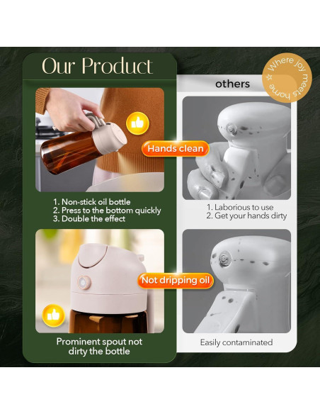 YARRAMATE Pulverizador de Aceite 16oz Vidrio Borosilicato Rosa