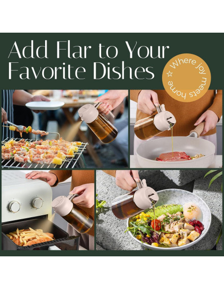 YARRAMATE Pulverizador de Aceite 16oz Vidrio Borosilicato Rosa