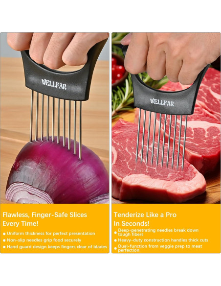 Soporte Cortador de Cebolla 2 Piezas WELLFAR Acero Inoxidable