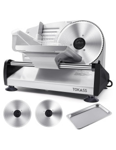 Cortadora de Carne Eléctrica TOKASS 200W con 2 Cuchillas 19.05cm