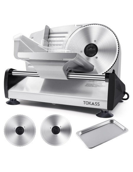 Cortadora de Carne Eléctrica TOKASS 200W con 2 Cuchillas 19.05cm