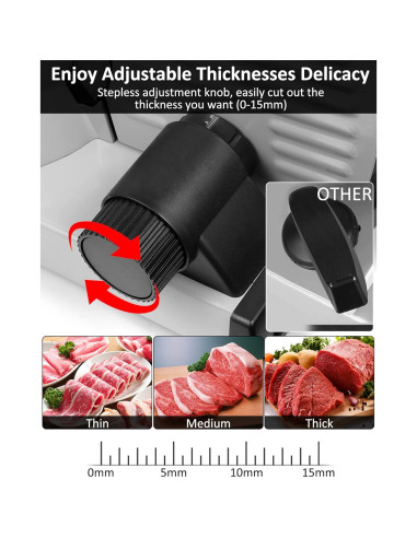 Cortadora de Carne Eléctrica TOKASS 200W con 2 Cuchillas 19.05cm