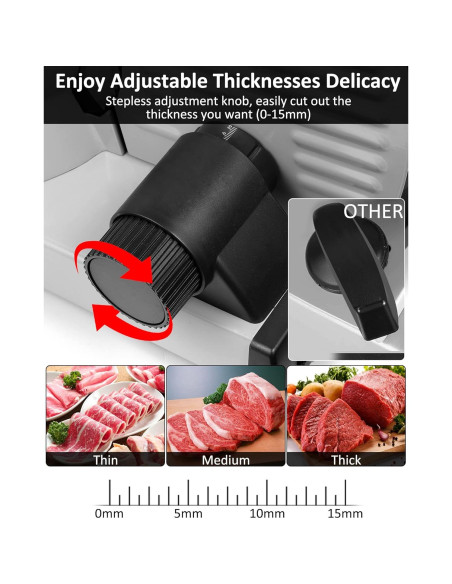 Cortadora de Carne Eléctrica TOKASS 200W con 2 Cuchillas 19.05cm