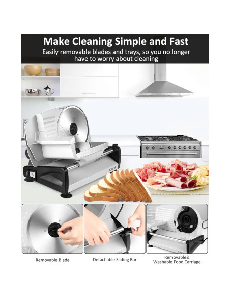 Cortadora de Carne Eléctrica TOKASS 200W con 2 Cuchillas 19.05cm