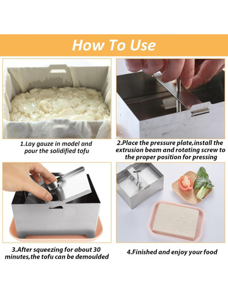 Prensa de Tofu QTLCOHD Acero Inoxidable 16x12x9 cm Libre BPA Prensa de Tofu QTLCOHD Acero Inoxidable 16x12x9 cm Libre BPA