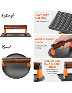 Kit de Prensa para Hamburguesas GGC Hierro Fundido 2 Piezas 2