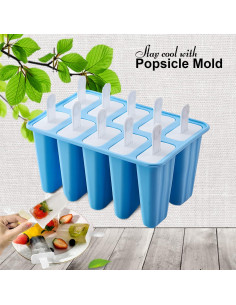 Moldes de Paletas de Silicona BRENSTEN 10 Pcs 88 ml Azul 2