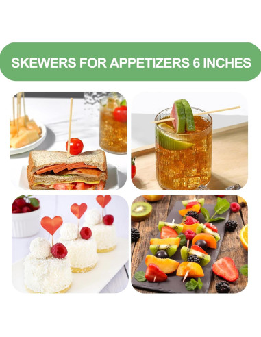 HOSSIAN 150 Palitos de Bambú Natural 15.24 cm para Aperitivos