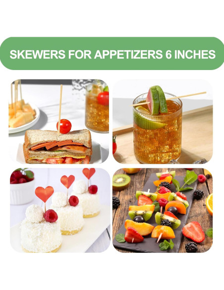 HOSSIAN 150 Palitos de Bambú Natural 15.24 cm para Aperitivos