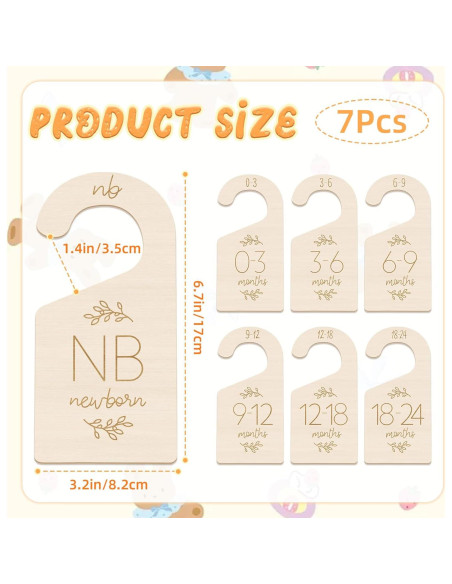Divisores de Armario para Bebés KINYFY - 7 Pcs Madera 17x8 cm