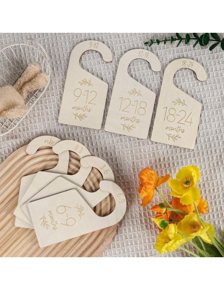 Divisores de Armario para Bebés KINYFY - 7 Pcs Madera 17x8 cm