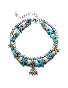 Pulsera de Tobillo Bohemia Turquesa para Mujeres - 2 Pcs