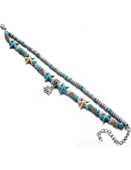Pulsera de Tobillo Bohemia Turquesa para Mujeres - 2 Pcs Pulsera de Tobillo Bohemia Turquesa para Mujeres - 2 Pcs