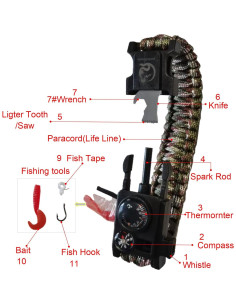 Pulsera de Supervivencia PochCreate con Silbato y Brújula 2