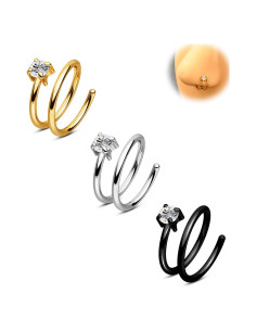 Aros Doble para Nariz CM Crareesi Mania 3Pcs Acero 316L 18G