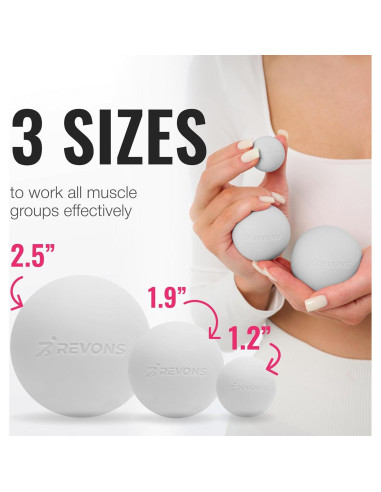 Juego de Pelotas de Masaje REVONS 3 en 1 - Alivio Muscular