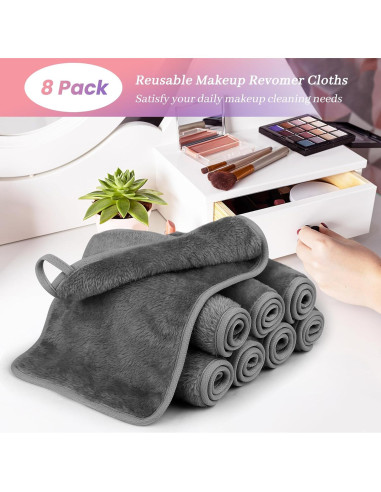Paquete de 8 Toallas Desmaquillantes HealAge Microfibra 33x18cm