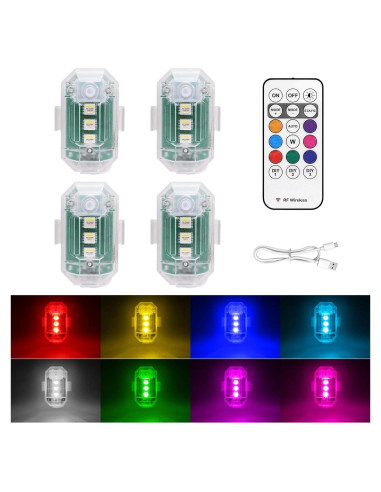Luces Estroboscópicas LED Inalámbricas LYCARESUN 4PCS USB 8 Colores
