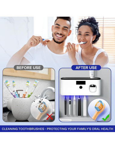 Soporte de Cepillo de Dientes GoLashFun Blanco con Esterilizador