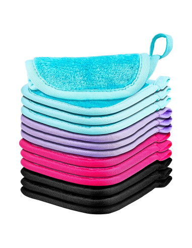 12 Paños Desmaquillantes Reutilizables MEQHUO Microfibra 12.7x12.7cm