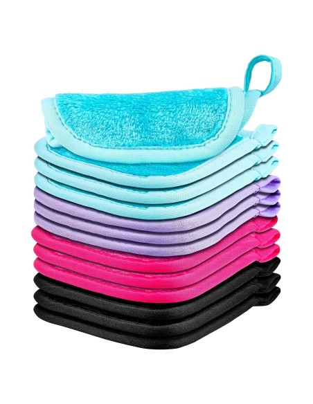 12 Paños Desmaquillantes Reutilizables MEQHUO Microfibra 12.7x12.7cm