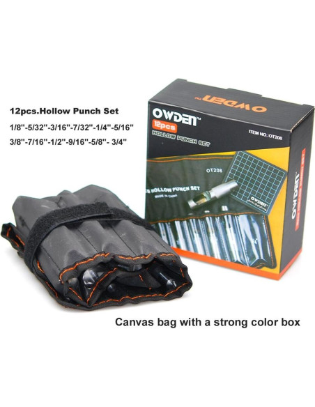 Set de Punzones de Cuero OWDEN 12 Piezas con Mate de Corte