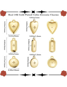 Beebeecraft 12 Piezas Charms de Corazón Oro 18K para Joyería DIY 2