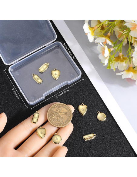 Beebeecraft 12 Piezas Charms de Corazón Oro 18K para Joyería DIY