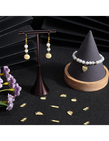 Beebeecraft 12 Piezas Charms de Corazón Oro 18K para Joyería DIY