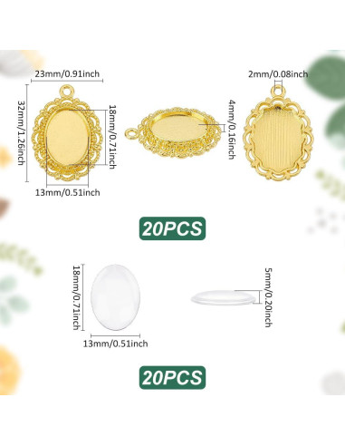 Bandejas de Colgante Ovaladas UNICRAFTALE 18x13mm 20 Piezas
