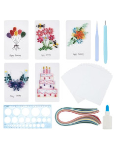 Kit de Quilling WEBEEDY para 20 Tarjetas de Cumpleaños