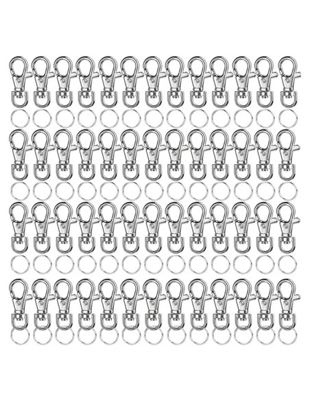 200 Ganchos de Llaveros Gisedkle 3.5cm Metal Zinc Plata