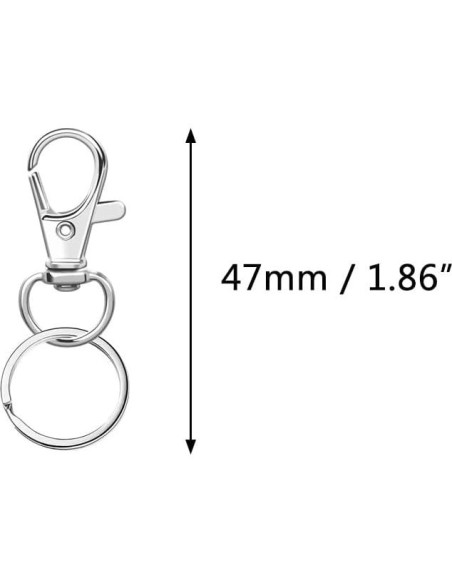 200 Ganchos de Llaveros Gisedkle 3.5cm Metal Zinc Plata