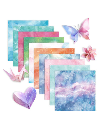 200 Hojas de Papel Origami Doble Cara Cielo Estrellado 9.5cm