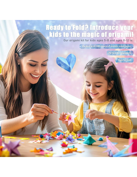 200 Hojas de Papel Origami Doble Cara Cielo Estrellado 9.5cm