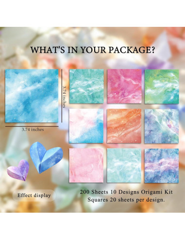 200 Hojas de Papel Origami Doble Cara Cielo Estrellado 9.5cm