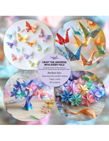 200 Hojas de Papel Origami Doble Cara Cielo Estrellado 9.5cm