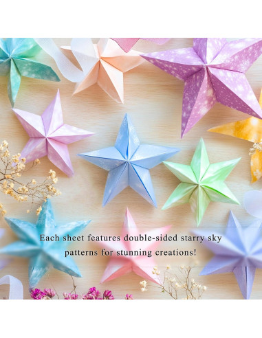 200 Hojas de Papel Origami Doble Cara Cielo Estrellado 9.5cm