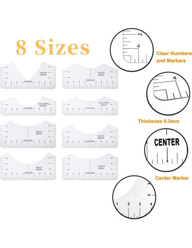 Juego de 8 Reglas para Camisetas Cocoarm - Alineación y Costura