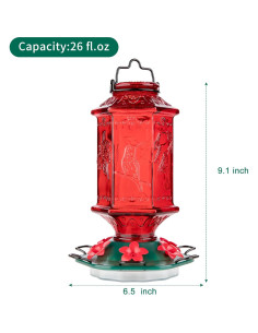 Alimentador de Colibríes Billion Sky 768 ml Rojo Colgante 2
