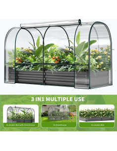 Cama de Jardín Elevada DoCred con Mini Invernadero 180x90cm 2